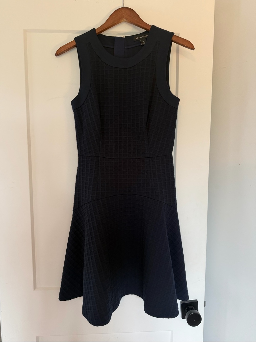 Black Textured Fit-and-Flare Dress